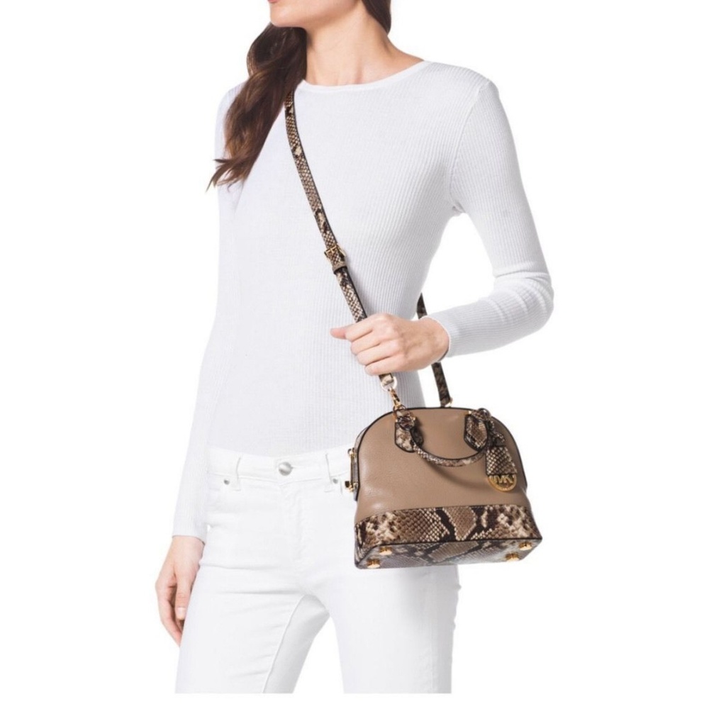 Michael Kors Smythe Small Embossed-Leather Satchel - Picture 2 of 8